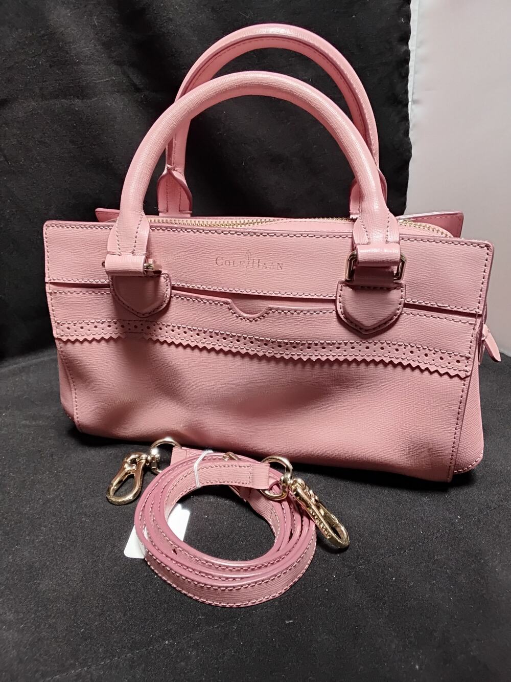 Cole Haan Pink Blush Saffiano textured leather Satchel Tote Purse